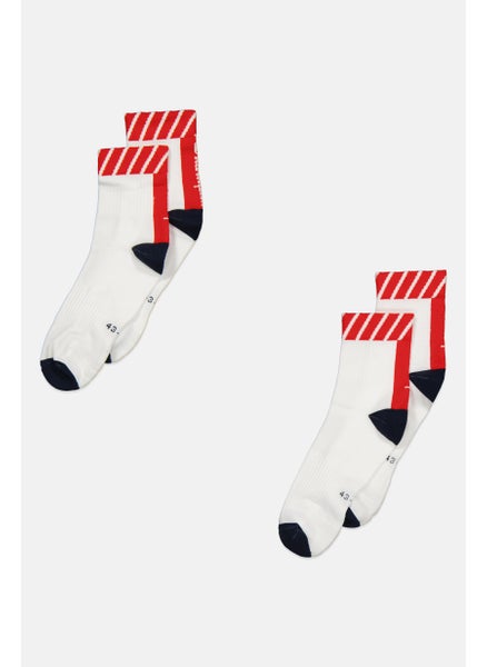 Buy Men 2 Pairs Training Mid Crew Socks, White Combo in Saudi Arabia