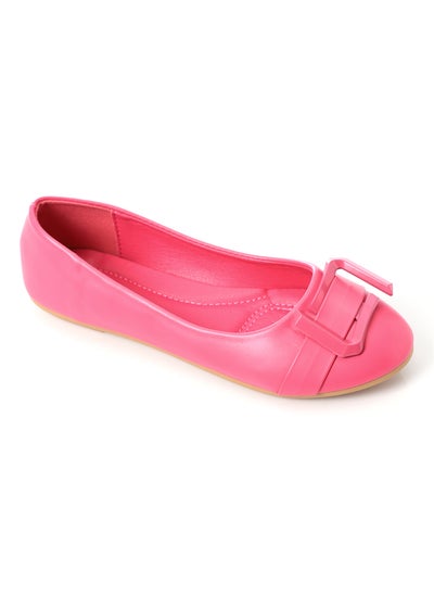 Buy Decorative Buckle Slip On Plain Leather Flats - FUCHSIA in Egypt