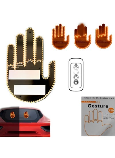 Buy Glowgesture Car Hand Sign LED Light: Fun Finger Lights for Car, Remote Control, Road Rage, LED Stickers for Car Window, Car Window Lights in UAE