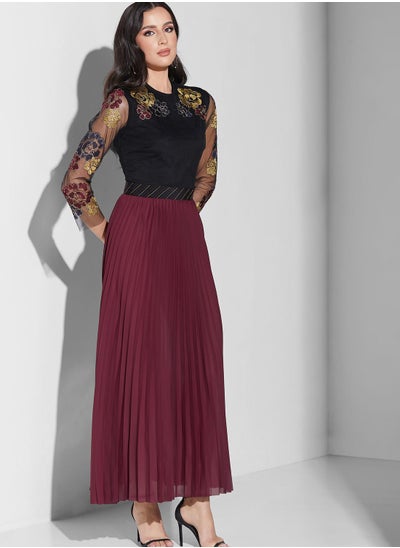 Buy Plisse Lace Detail Dress in Saudi Arabia