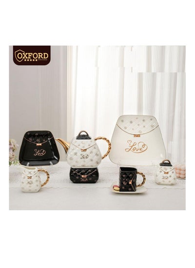 Buy Tea and tea set, 25 pcs, white*black, Oxford sc22-4-B1 in Egypt