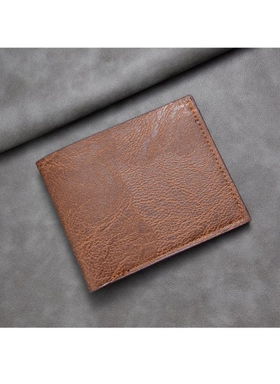 Buy Short Men's Wallet Multi-function Card Wallet Coin Purse Light Brown in Saudi Arabia