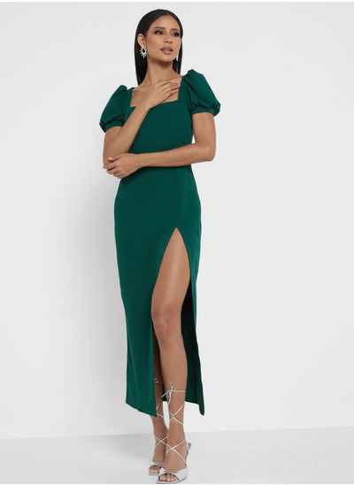 Buy Puff Sleeve Side Slit Dress in Saudi Arabia