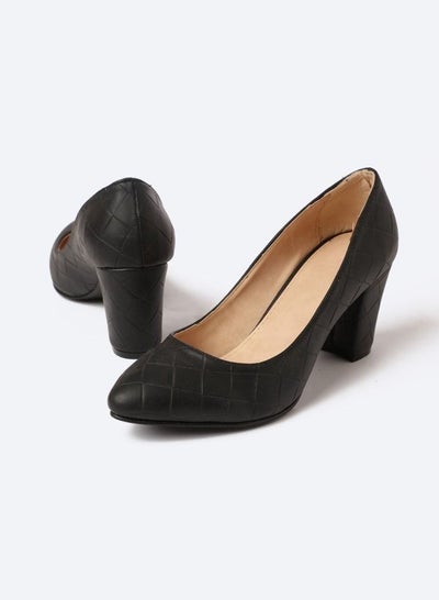 Buy Matte Quips-Textured Leather Heeled Shoes, 7cm Middle Size in Egypt