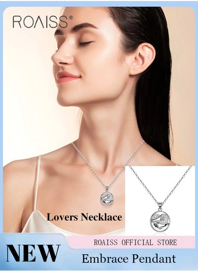 اشتري Interlocking Hands Hug Necklace Unisex Acrylic Pendant Versatile Couple's Jewelry Stylish Long Pendant for Trendy Statement Meaningful Gift Option في السعودية