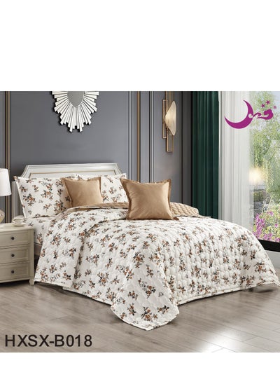 Buy Floral compressed double quilt set, 6 pieces, size 240 * 220 cm in Saudi Arabia