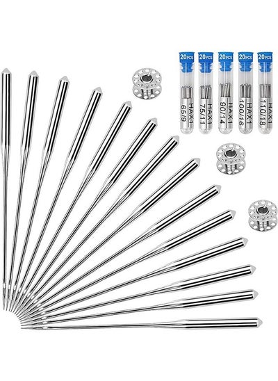 Buy 100PCS Sewing Machine Needles Sizes HAX1 65/9, 75/11, 90/14, 100/16, 110/18 in Saudi Arabia