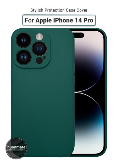 Buy Apple iPhone 14 Pro Silicone Cover Green - Premium 2.0mm TPU Silicon, Enhanced Camera Protection with Lens Shield, Shockproof & Water-Proof Cover for Apple iPhone 14 Pro in Saudi Arabia