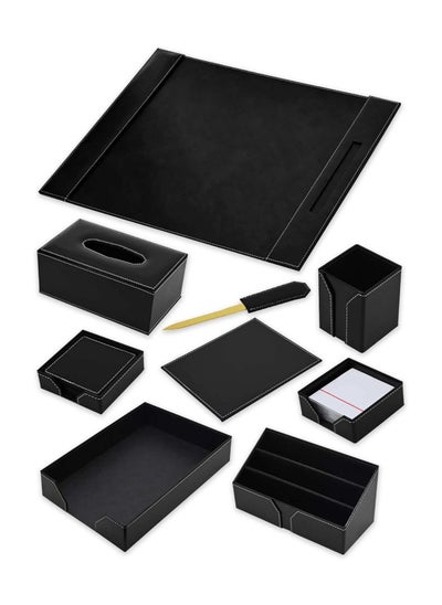 اشتري FIS Executive Desk sets Bonded Leather Black Set of 9 Pieces FSDSEXB221BK في الامارات