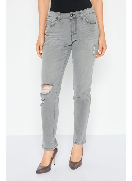 اشتري Women Straight Leg Non Stretchable Ankle Jeans, Grey في الامارات