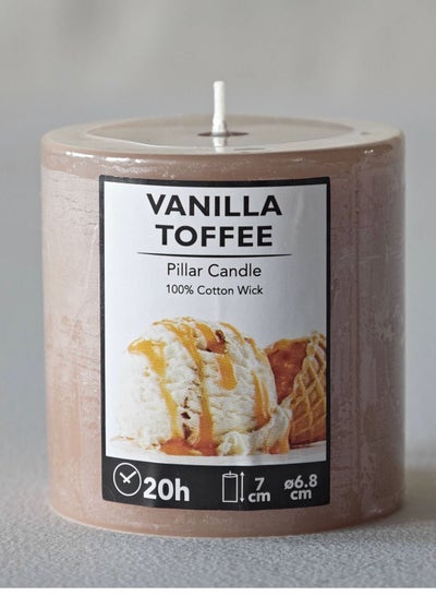 Buy Vanilla Toffee scented pillar candle lasts 20 hours in Saudi Arabia