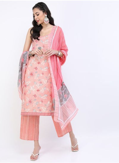 اشتري Floral Print Strappy Kurta and Palazzo with Dupatta Set في السعودية