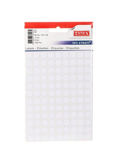 Buy TANEX ROUND ADHESIVE LABELS 10MM 108X10 LABELS WHITE in UAE