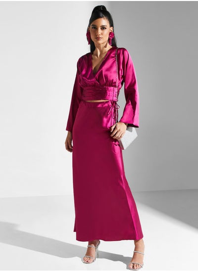 Buy V-Neck Satin Dress in UAE