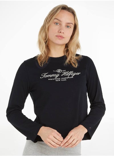 اشتري Women's Long Sleeve Logo T-Shirt, Navy في الامارات