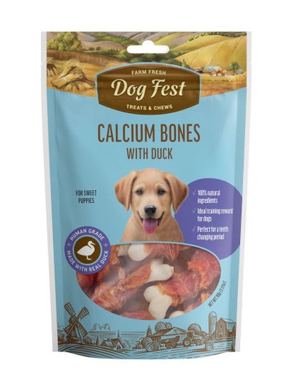 Buy Calcium Bones Treats With Duck For Puppies 90G in UAE