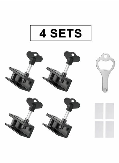 Buy 4 Piece Sliding Window Lock Set with Key Adjustable Child Safety Lock for Office Home and Public Places in Saudi Arabia