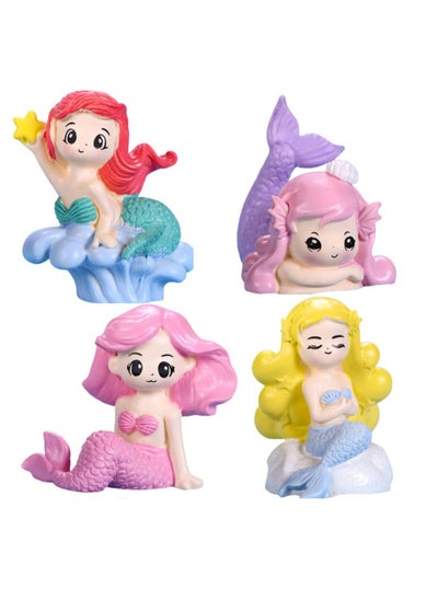 اشتري 4 Pcs Little Cute Mermaid Doll, Mermaid Cake Topper, Cupcake Toppers Mermaid Ornaments for DIY Cake Decoration في السعودية