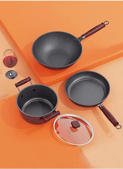 Buy Cooking Set Non Stick Pots and Pans Set Induction Cookware Set Stackable Kitchen Cookware Pans for Cooking in Saudi Arabia