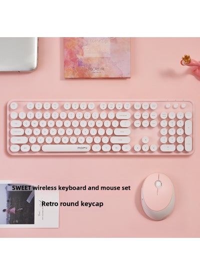 اشتري Ferris hand Sweet keyboard mouse suit Wireless Keyboard mouse mute laptop office 2. 4gusb interface Sweet ☆ white and pink في السعودية