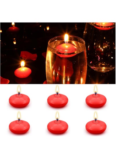 Buy 6 PCS Floating Candles, Red Unscented Dripless Wax Burning Candles 1.77 Inch Diameter Floating Candles Discs for Cylinder Vases, Weddings, Pool Party, Wedding, Holiday, Home Decor (Red) in UAE