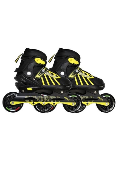 Buy EL1031 Inline Adjustable Skates Small Size 29 EUR (UK 11.5) - 33 EUR (UK 2) for 3 to 6 Years |Aluminium Chassis and 100 mm PU Three Wheels | With ABEC 9 Bearings | Indoor and Outdoor in Saudi Arabia