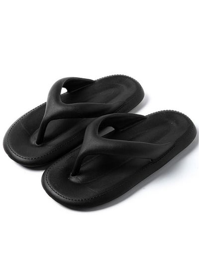 Buy New Indoor and Outdoor Anti slip Soft Flat Bottom Slippers Black in UAE