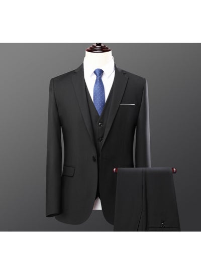 Buy Suit business mens suit suit 2024 new high-end professional formal suit New Polo best man dress jacket One button Black (suit + suit pants) in UAE