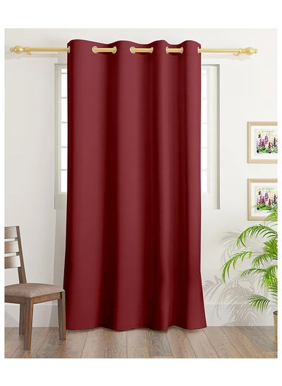 Buy Solid Dyed Blackout Curtains With Groomets - Polyester-Single Window Curtain- Sound, Sunlight And Heat Insulation- 260X140Cm -  Red in UAE