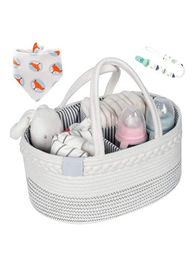 Buy Baby Diaper Caddy Organizer, Nursery Storage Basket for Boys Girls,Cotton Rope Diaper Storage Basket, Large Bag Car Bassinet with Removable Inserts, Nursery Storage Bin, 100% White Cotton in Saudi Arabia