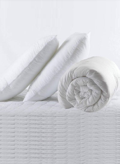 اشتري Duvet Insert Quilted Plain White Double Size 240 X 260Cm With 2 Pieces Pillow في الامارات