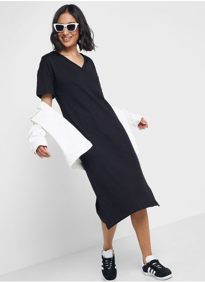 Buy Relaxed V-Neck Midi Dress in UAE