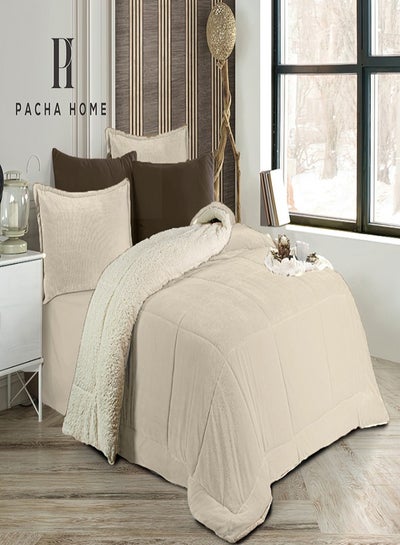 Buy Pasha Home double-faced quilt, unique model + 2 pillowcases - Color: cream - Size: 240 * 260 - Weight: 5 kg in Egypt