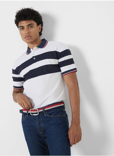 Buy Men'S Polo Striped Short Sleeve T-Shirt in UAE