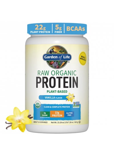 Buy Garden of Life Organic Vegan Vanilla Protein Powder 22g Complete Plant Based Raw Protein & BCAAs Plus Probiotics & Digestive Enzymes for Easy Digestion Non-GMO, Gluten-Free, Lactose Free 1.5 LB in UAE