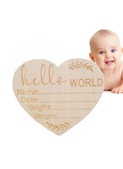 Buy Wooden Baby Announcement Sign, Newborn Baby Announcement Sign, 4.5 Inch Hello World Newborn Welcome Sign for Baby Shower, Photo Prop, Hospital, Nursery, New Parents in Saudi Arabia