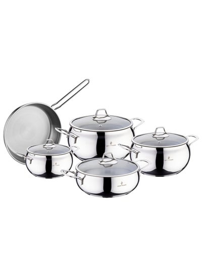 Buy Sofram Turkish Stainless Steel 18/10 Cookware Set 9 Pieces in Saudi Arabia