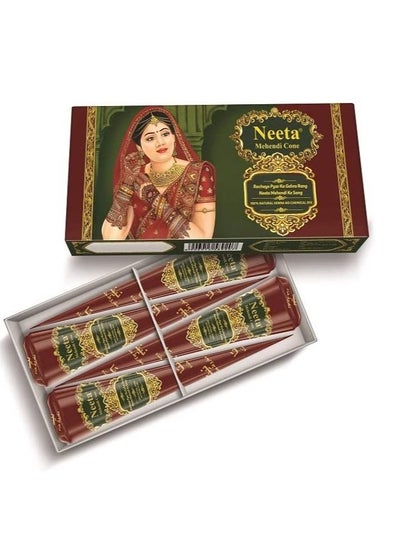 Buy Neeta Henna Cones For Temporary Body Art Tattoo, 100% Pure Henna Paste Cones, For Festival Hand Tattoo Designing (4 Pieces Cone) in UAE