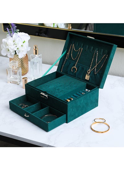 Buy Leah 2-Tier Jewelry Organizer Box 23X17X10.5Cm-Green in UAE