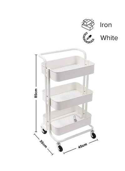 اشتري منظم عربة معدنية مكون من 3 أرفف متعددة الأغراض باللون الأبيض في السعودية