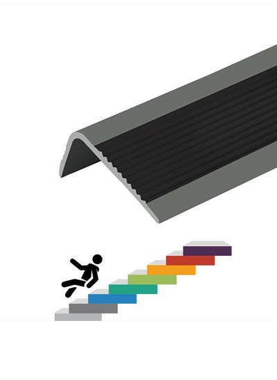 اشتري Stair Leading Edge Protector, Waterproof Anti-Slip Rubber Step Adhesive Decorative Protection Strip for Home School Nursing Indoor and Outdoor Steps Black في السعودية