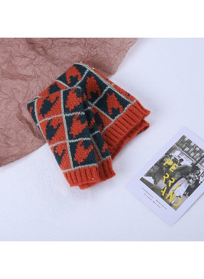 اشتري Kids Winter Knit Scarf Plaid Warm Neck GaiterHoundstooth Black Orange Houndstooth Black Orange في الامارات