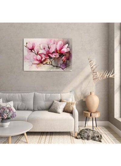 Buy Pink Magnolia pink flowers Printed Canvas wall art in Egypt