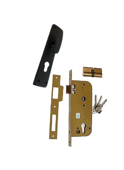 Buy AlAhram regular lock 3 keys with black apartment door handle from AlAhram as a gift in Egypt