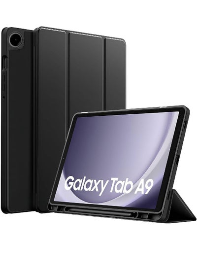 Buy For Samsung Galaxy Tab A9 8.7" Case, Soft Flexible Flip Case Cover With S Pen Holder For Samsung Galaxy Tab A9 8.7 inch with Auto Sleep Wake - Black in UAE