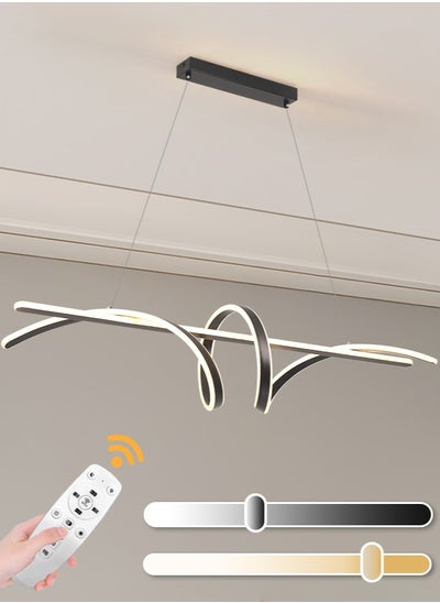 Buy Modern LED Chandelier Dining Room,Black Personalized Long Shape 100cm Chandelier Light for Kitchen Island,Restaurant,Acrylic Dimmable Chandelier Lamp in UAE