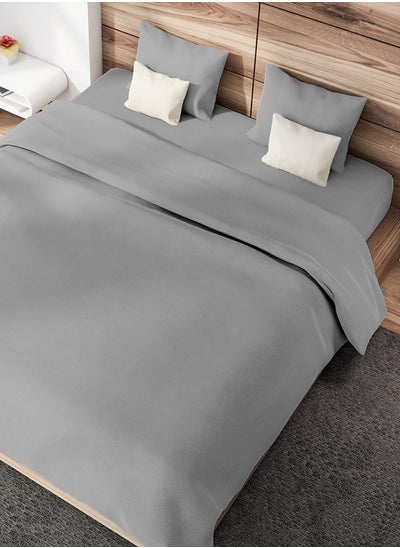 Buy 3 Piece Bedsheet Set King Size|Ash Grey Colour|1 Flat Bedsheet - 260x240 cm, 2 Pillowcases - 50x75 cm|Non allergic Microfiber for year-around use. in UAE