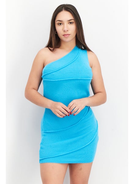 اشتري Women Knitted Bodycon Dress, Blue في الامارات