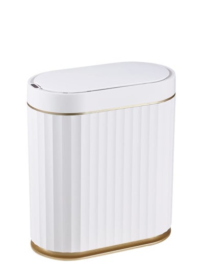 Buy Bathroom Trash Can with Lid, Automatic Trash Can, 8 L Narrow Motion Sensor Trash Can for Bedroom, Bathroom, Office in UAE