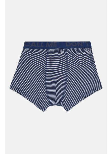 Buy Men Stripe Boxers, Navy/White in Saudi Arabia